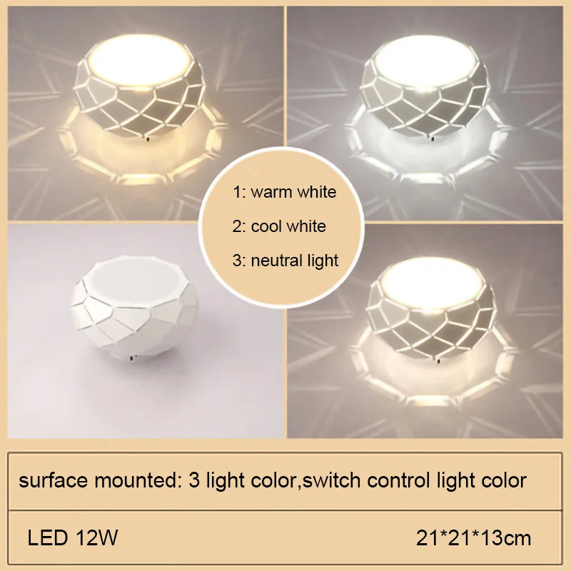 Modern LED ceiling light with dimming and three light options