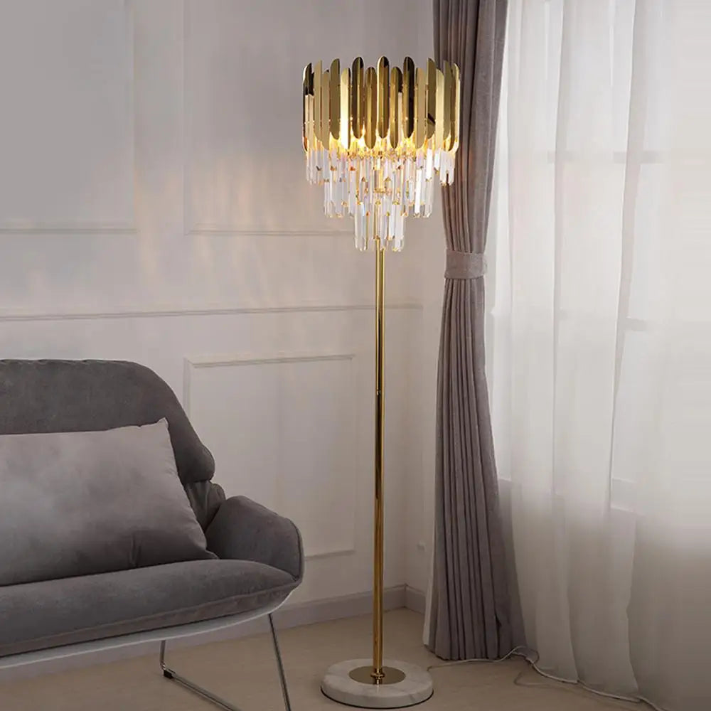 Postmodern art deco stainless steel and crystal table lamp - vue 3 sur 20