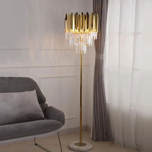 Postmodern art deco stainless steel and crystal table lamp - vue 4 sur 20