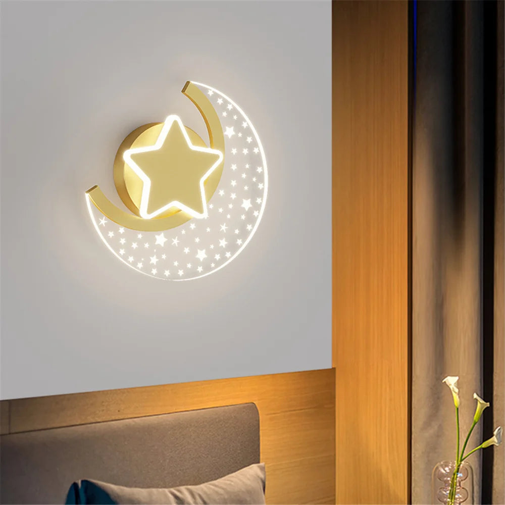 LED star and moon wall light for interior decoration - vue 6 sur 8