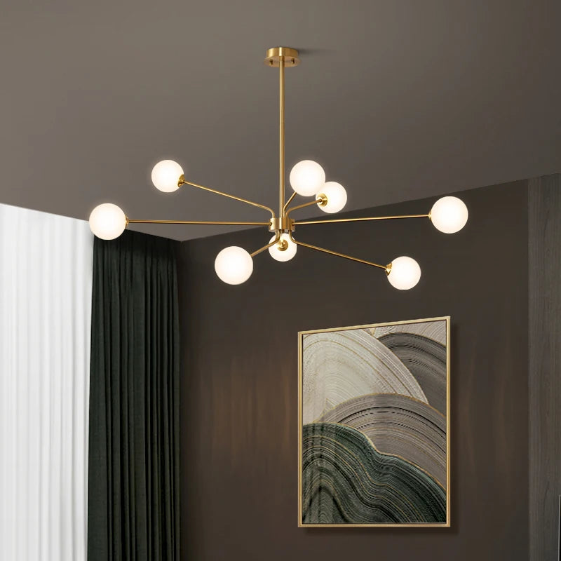 Nordic wrought iron chandelier in modern sputnik style - vue 5 sur 6