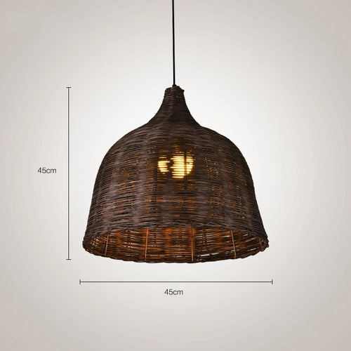 Rattan and bamboo pendant light for interior decor with Asian rustic style - vue 14 sur 16