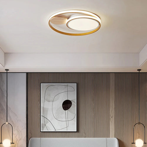 Modern Japanese style LED wooden and acrylic ceiling lights - vue 2 sur 8