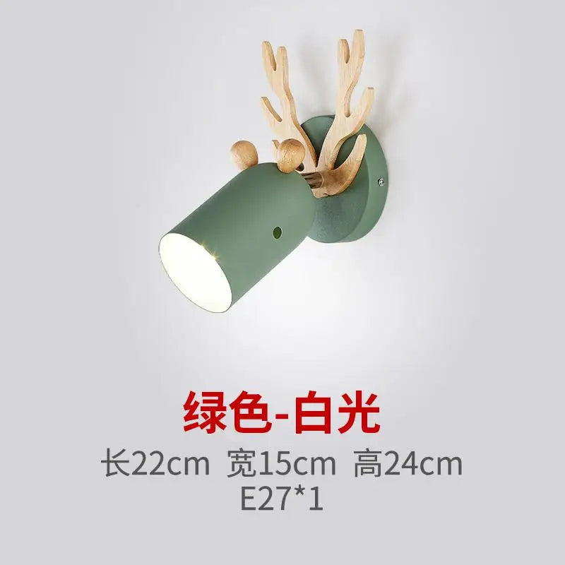 Nordic design deer wood wall light for children's interiors
