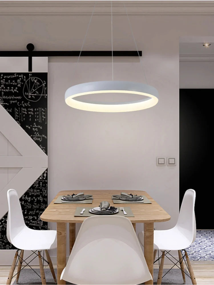 Modern minimalist circular living room chandelier - vue 3 sur 8