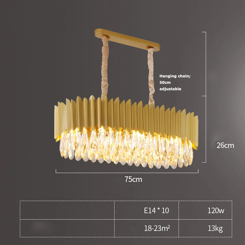 Round black and gold crystal LED pendant light