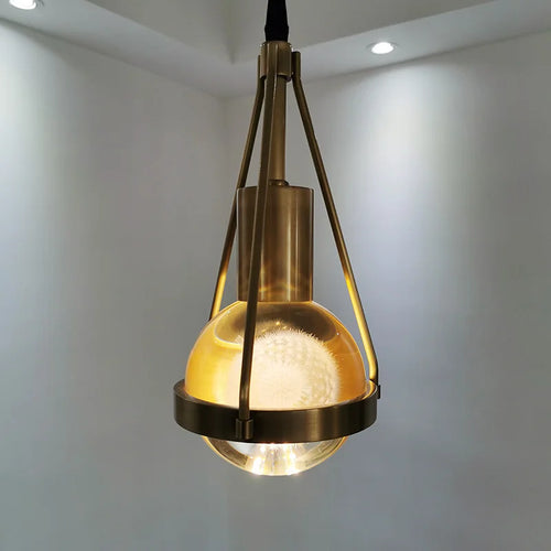 Nordic copper and crystal LED pendant light - vue 5 sur 12