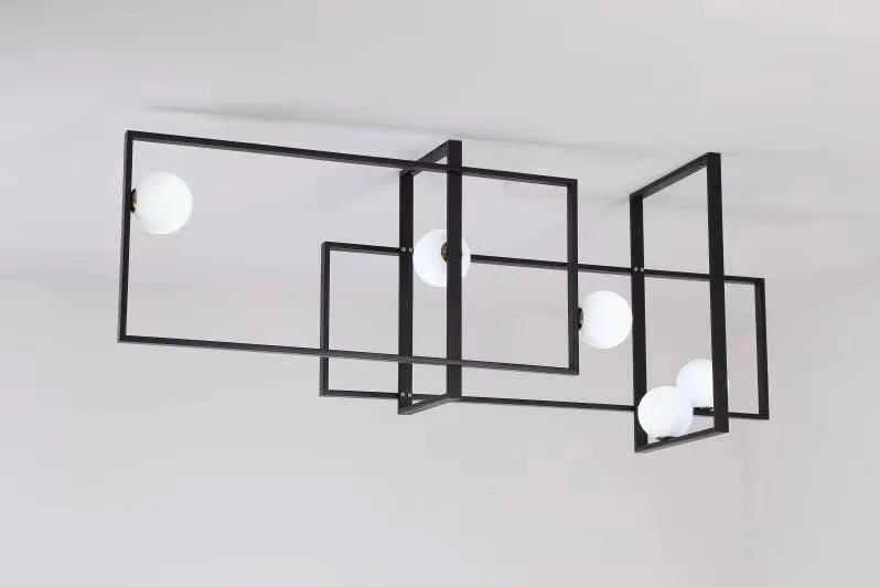 Modern LED chandelier with innovative design gold frame glass globe