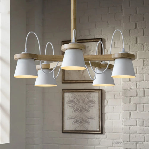 Nordic wooden pendant light for elegant interior decor - vue 3 sur 14