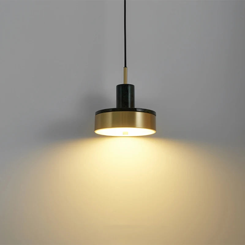 Single head marble pendant light with three-tone LED for indoor use