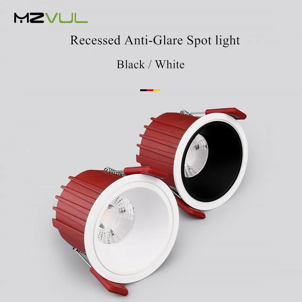 Anti-glare recessed aluminium LED spotlight for home