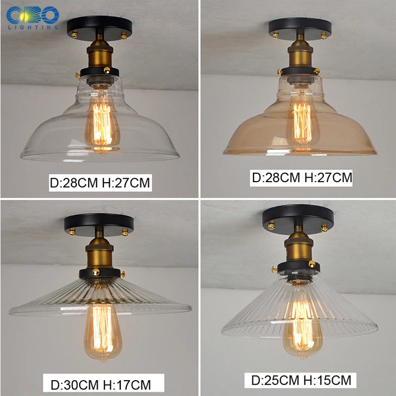 Vintage glass ceiling light for modern indoor lighting