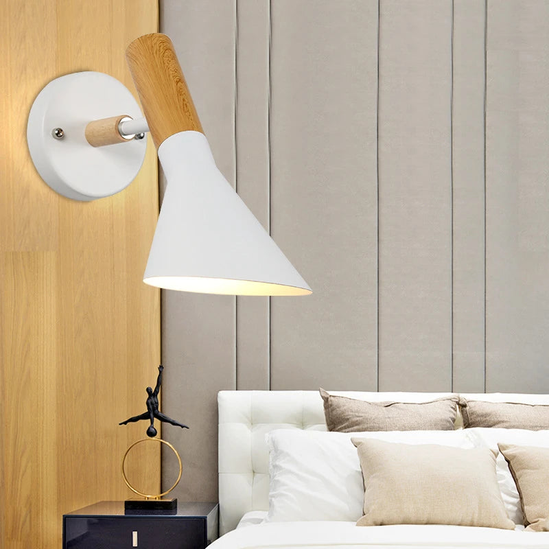 Modern wooden and iron wall light nordic design - vue 6 sur 6