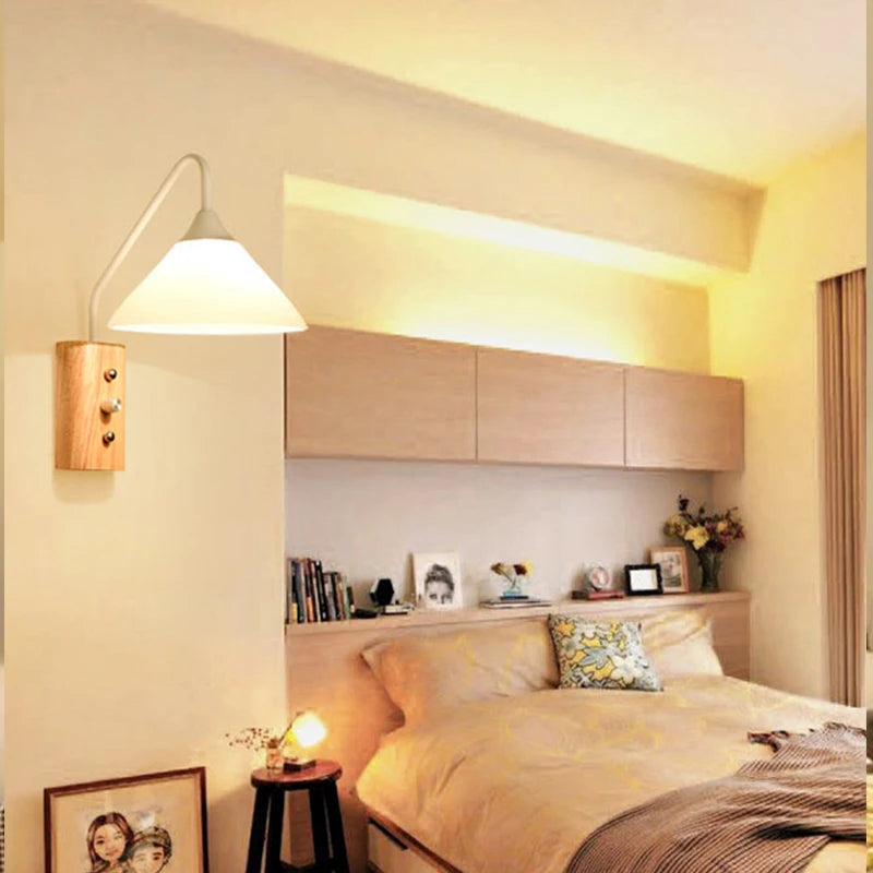 Nordic wooden wall light for interior decoration