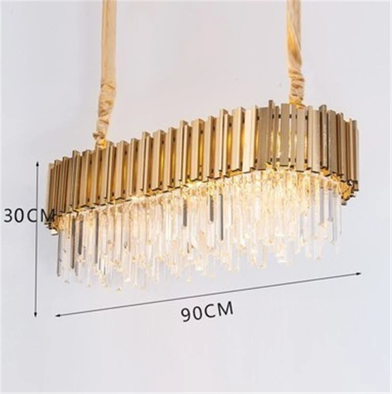 Modern crystal chandelier with large LED pendant lamp - vue 7 sur 15