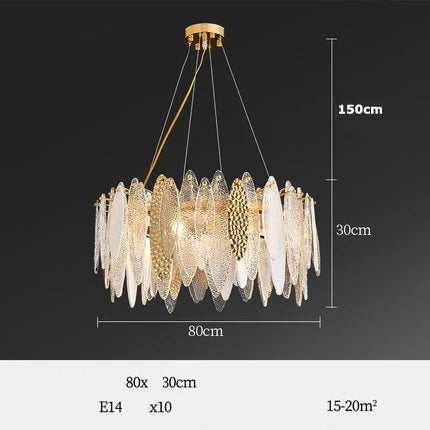 Art Deco LED chandelier in iron and glass with elegant design for modern lighting - vue 25 sur 25