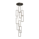 Modern rectangular copper LED chandelier for staircases and lofts