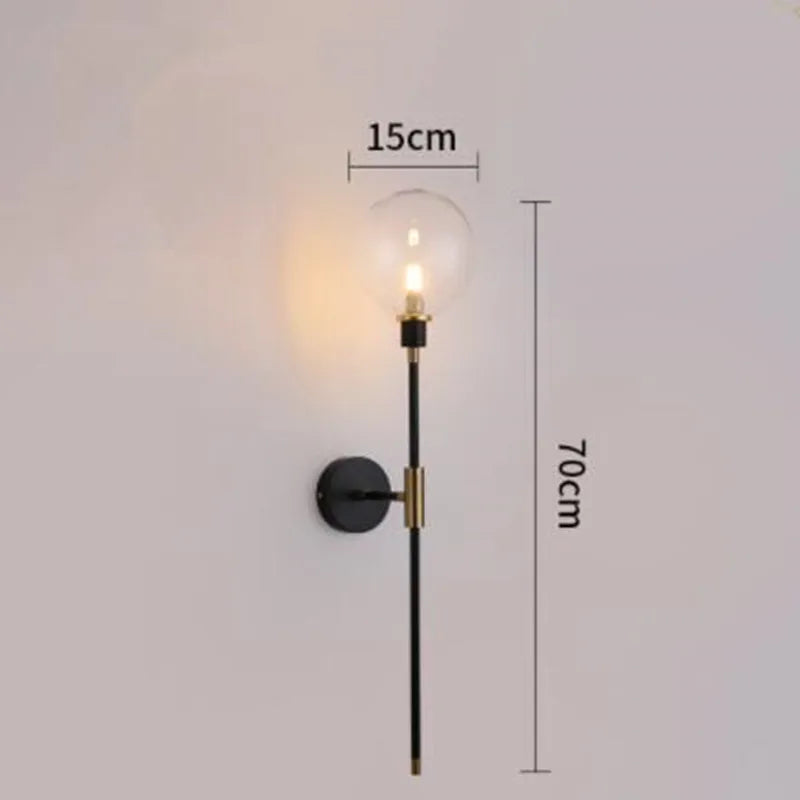 American industrial globe chandelier in vintage black iron and glass