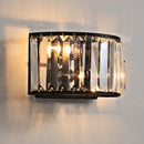 Modern glass and black metal double head wall light
