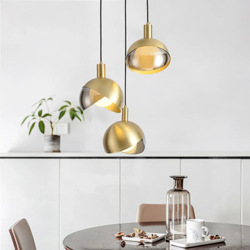 Gold metal LED pendant light ideal for interior decoration
