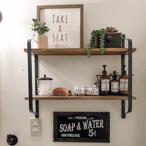 floating wooden shelf for rustic industrial storage - vue 3 sur 7
