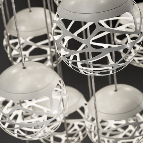 suspension led modernes avec abat-jour creux puzzles - vue 6 sur 6