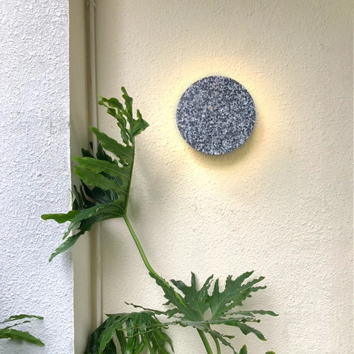 Waterproof round LED outdoor wall light terrazzo and acrylic, indoor or garden lighting - vue 7 sur 15