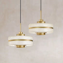 Modern gold metal pendant light with industrial design for interiors