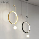 Nordic LED pendant light with acrylic ring for indoor decoration
