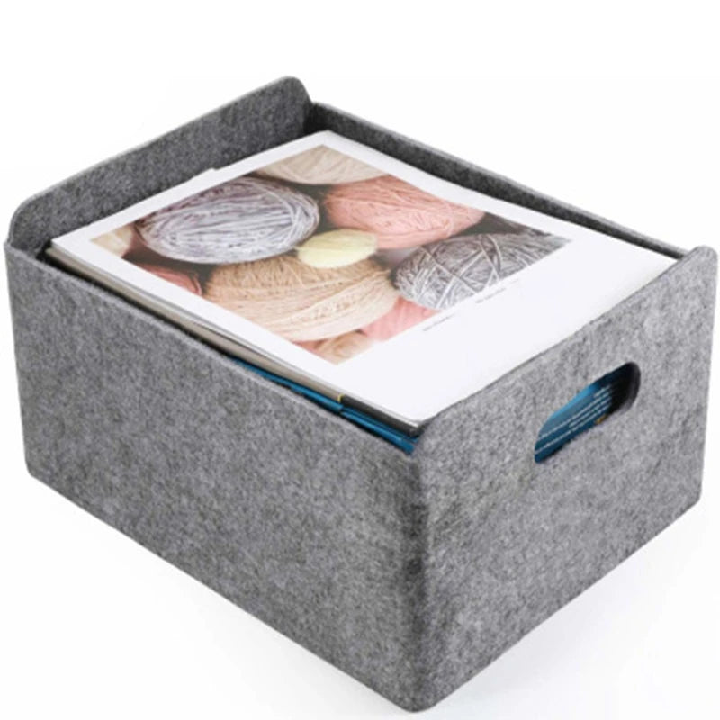 HOT-2Pcs Felt Storage Basket/Bin with Handles, Collapsible & Convenient Storage Solution - vue 4 sur 7