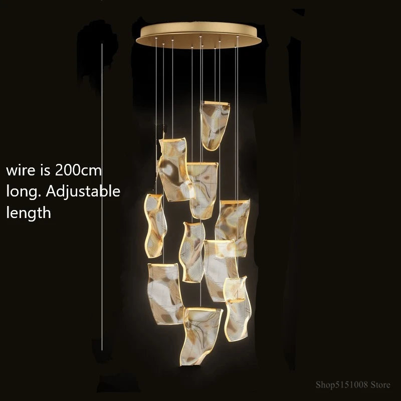 Modern LED chandelier for staircases and clothing shops - vue 8 sur 15
