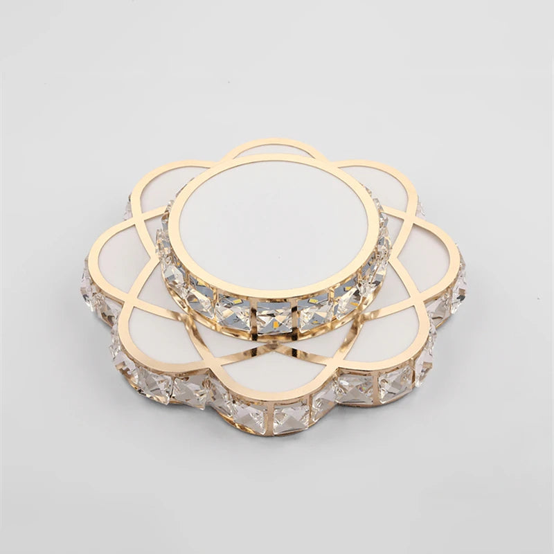 Luxury decorative crystal LED ceiling light with flowers - vue 4 sur 9