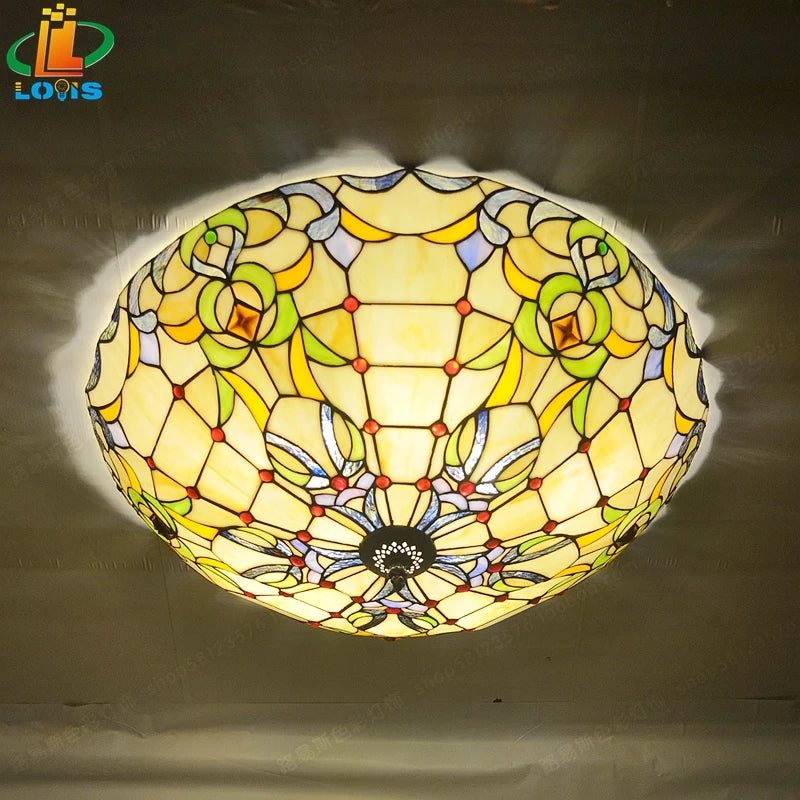 Creative Tiffany style stained glass ceiling light for elegant interiors
