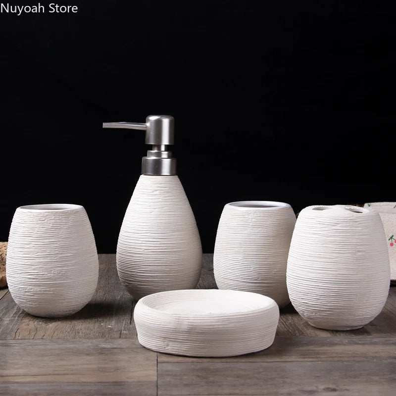 five-piece decorative ceramic bathroom bottle