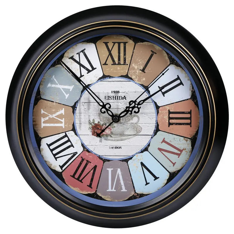 retro silent wall clock shabby chic style home decor - vue 17 sur 24