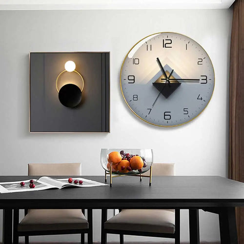 modern design creative geometric decorative glass wall clock - vue 6 sur 18