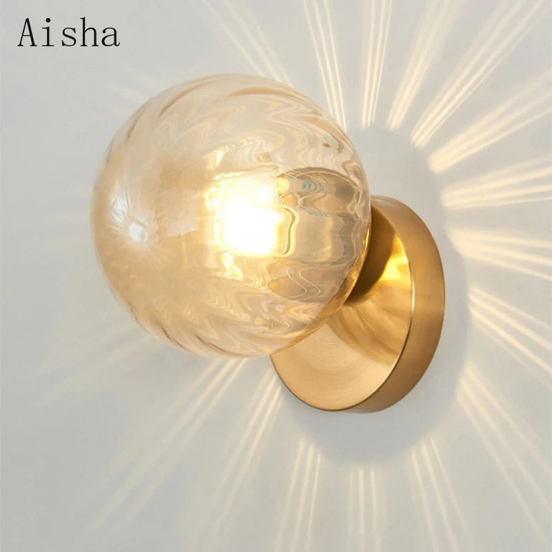 Glass moon wall light for interior decoration