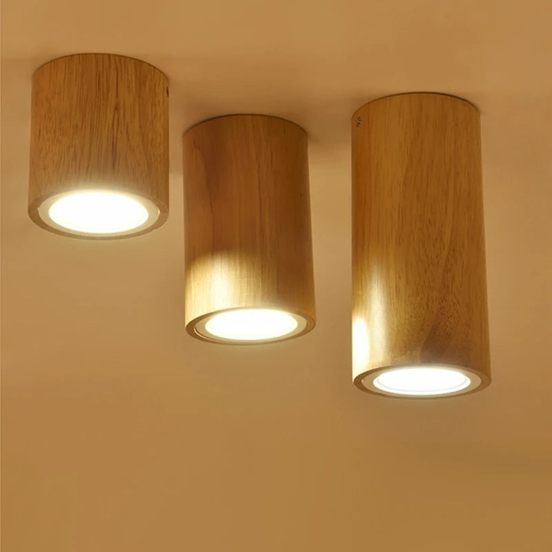 Nordic style round wooden LED spot light