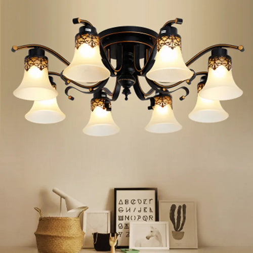 Vintage glass and metal retro ceiling light - vue 2 sur 10