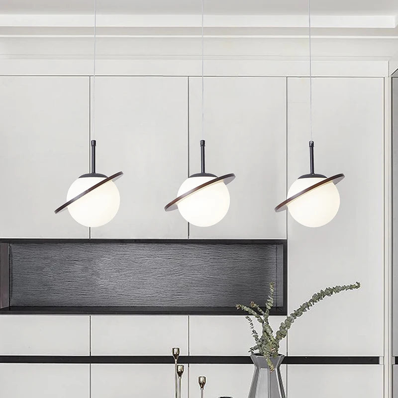 Nordic wooden planet pendant light decorative