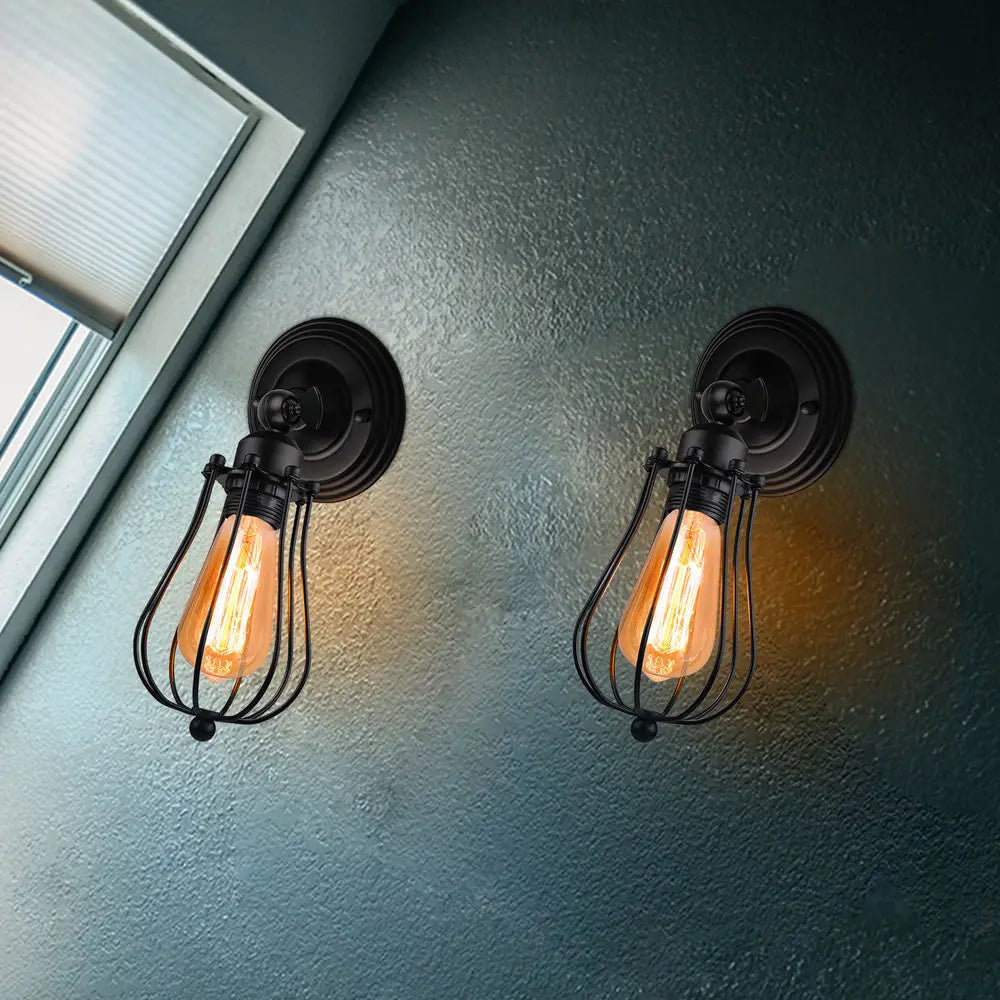 Vintage industrial wall light with adjustable shade and LED