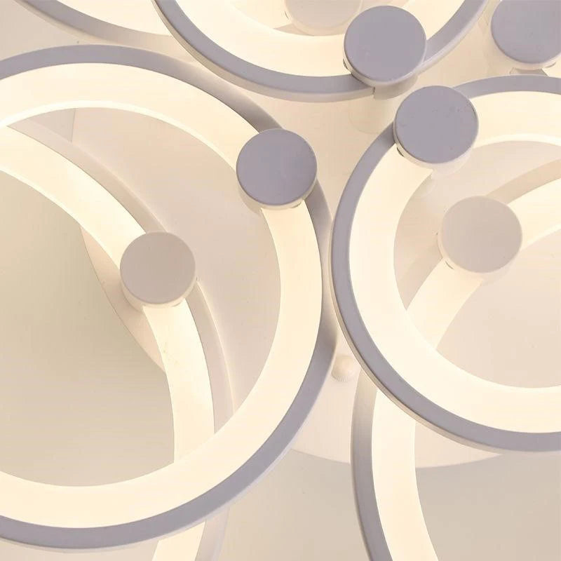 Modern LED chandelier with round rings for indoor lighting