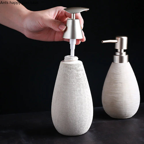 ceramic bottle for lotion, shower gel and soap - vue 3 sur 11