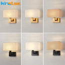 Modern fabric wall light american style square decorative
