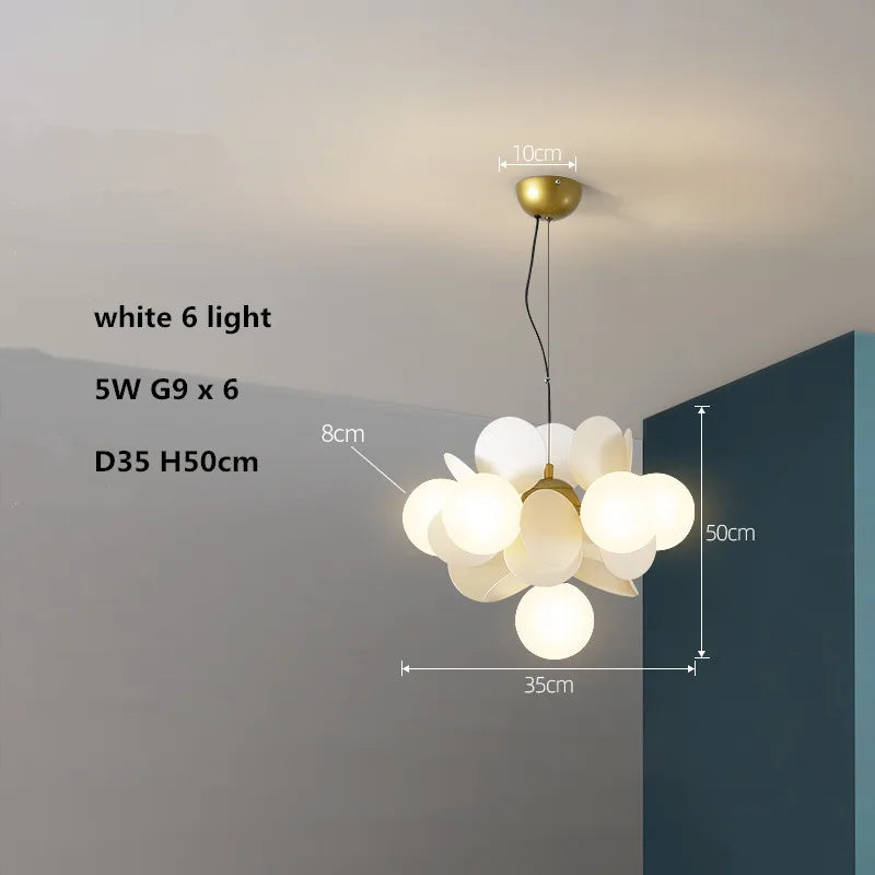 Colourful acrylic glass globe LED chandelier for children - vue 12 sur 24