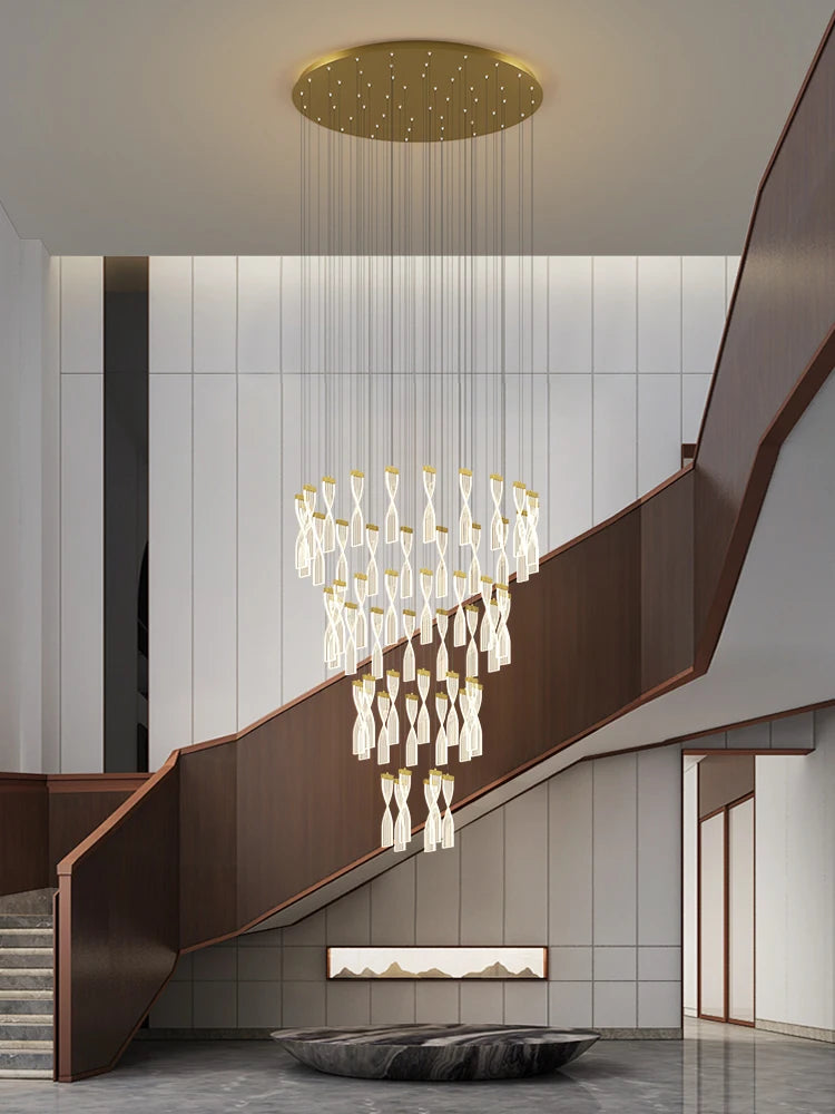 Modern long spiral design lamp for indoor hotel and hall