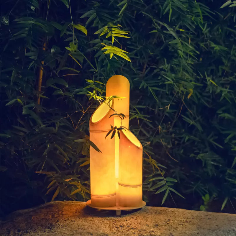 Green and yellow bamboo outdoor lamp