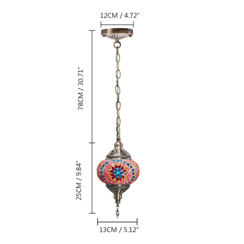 Handmade Turkish mosaic glass pendant light Mediterranean decoration - vue 17 sur 27
