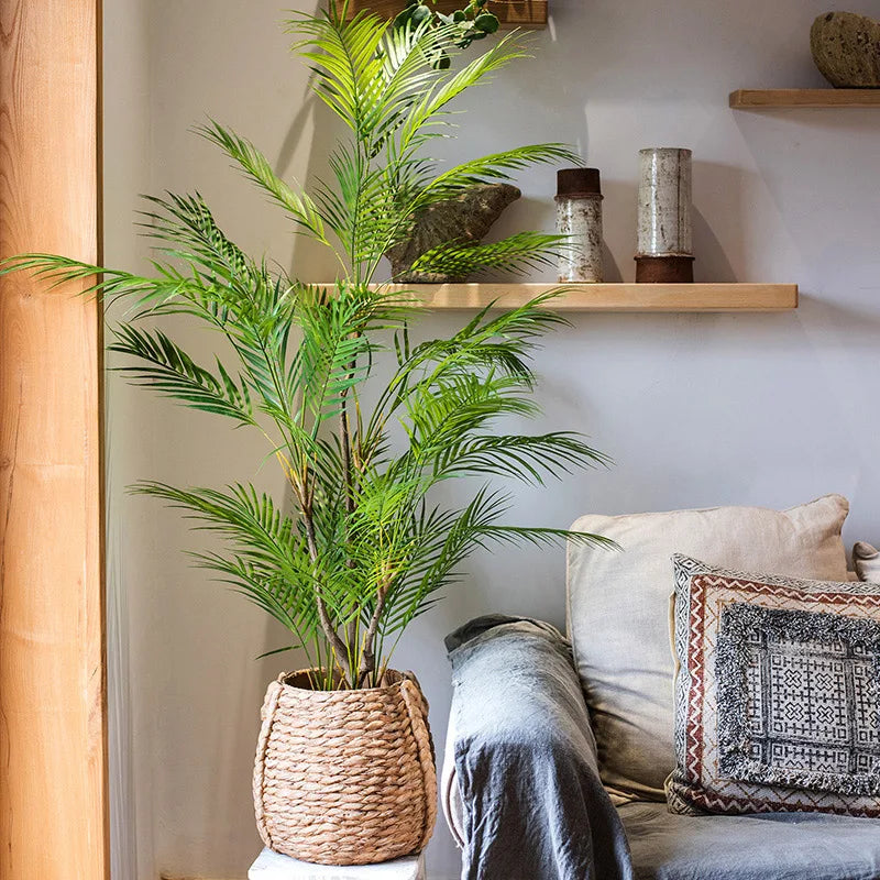 Artificial tropical palm tree with realistic plastic branches