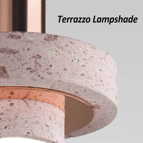 Nordic terrazzo LED pendant light in aluminium for hotel bar - vue 7 sur 7